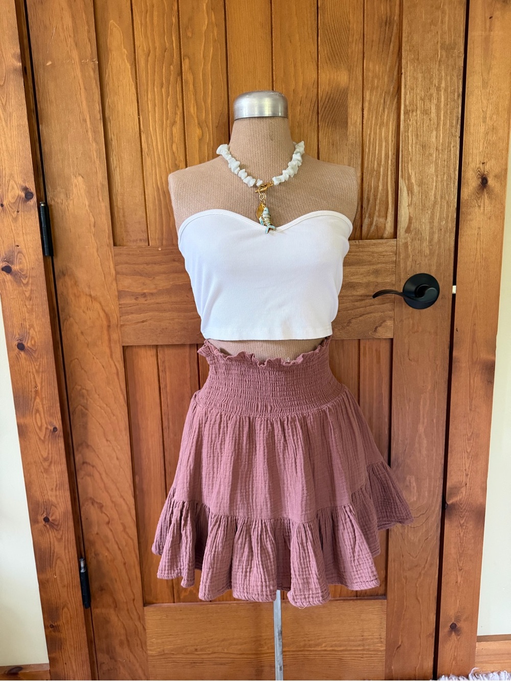 Vanilla Star Smocked Ruffle Mini Skirt - Mauve
